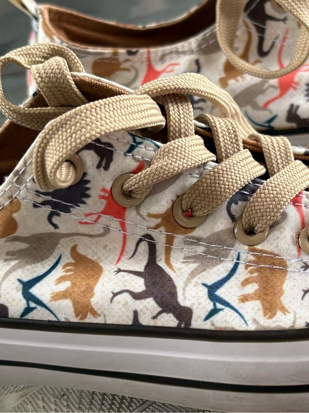 Hot Topic Canvas Sneakers with Multicolor Dinosaur Print - Sz W 8 /M 6